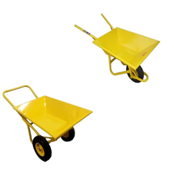 รถเข็นปูนกะบะเหล็กคันใหญ่ (เหล็กหนา) สีเหลือง (ล้อลม) ส่งตรงจากโรงงาน