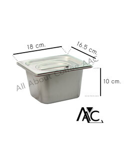 ถาดใส่อาหาร แสตนเลส GN 1/6 อ่างใส่อาหาร ถาดท็อปปิ้ง พร้อมฝาปิด