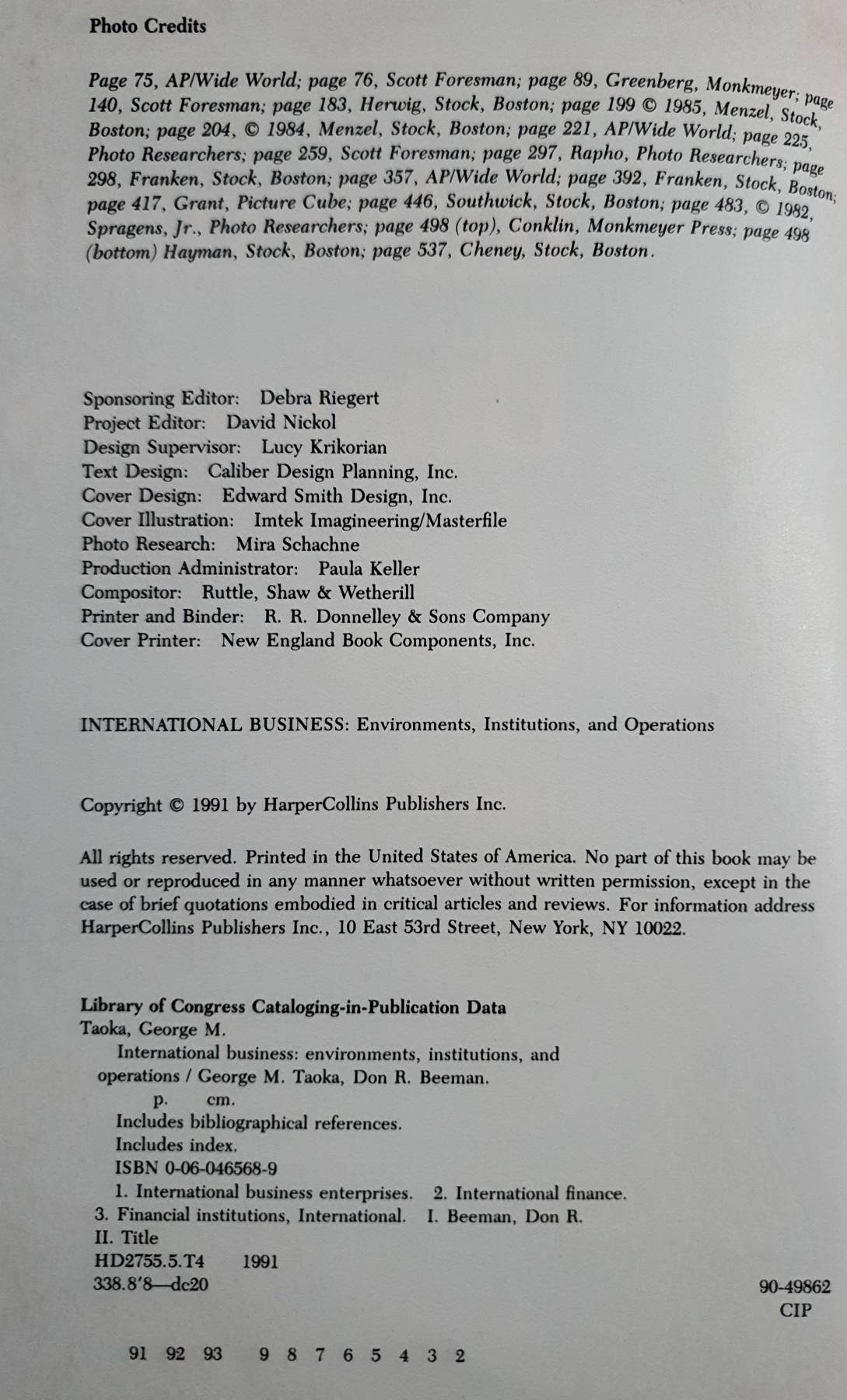 International Business: Environments, Institutions and Operations Hardcover