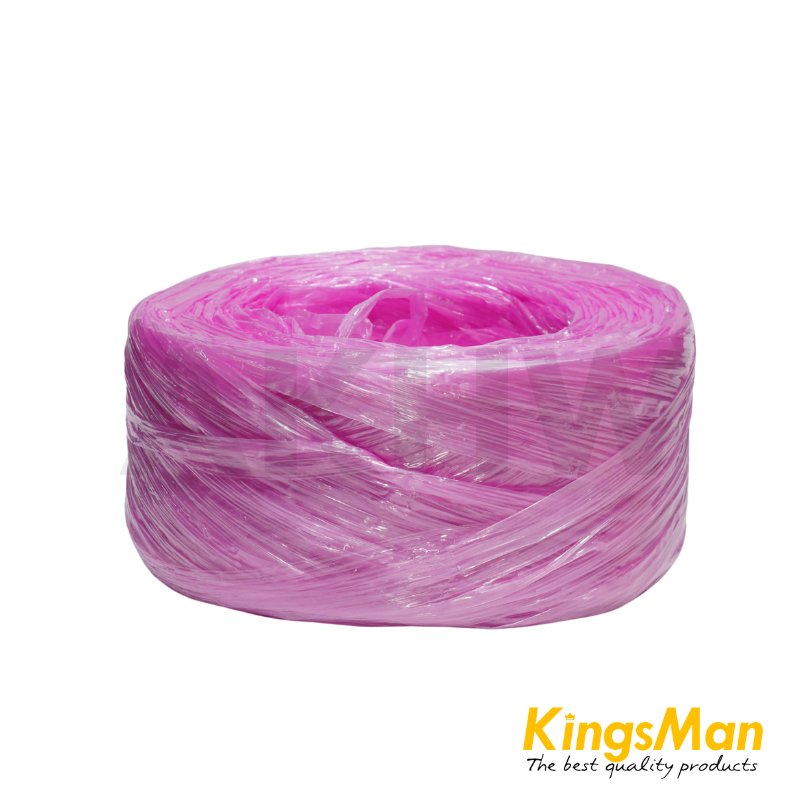 เชือกฟางเส้นใหญ่ฟู KingsMan คละสี เกลียวแน่น หนาเหนียว ทนทาน 200กรัม/ม้วน [ปลีก1ม้วน/ห่อ6ม้วน]