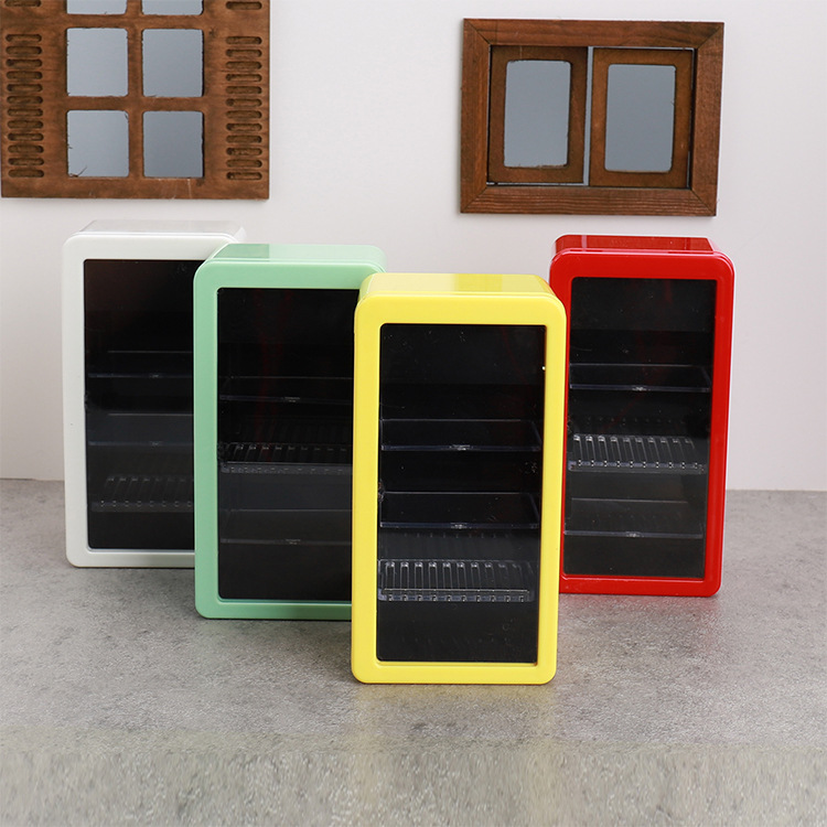 โมเดลจำลองตู้เย็นช่องแช่แข็งเรืองแสงขนาดเล็ก เครื่องใช้ในครัว บ้านตุ๊กตา เฟอร์นิเจอร์ ฉากตกแต่ง ของเล่นขนาดเล็ก