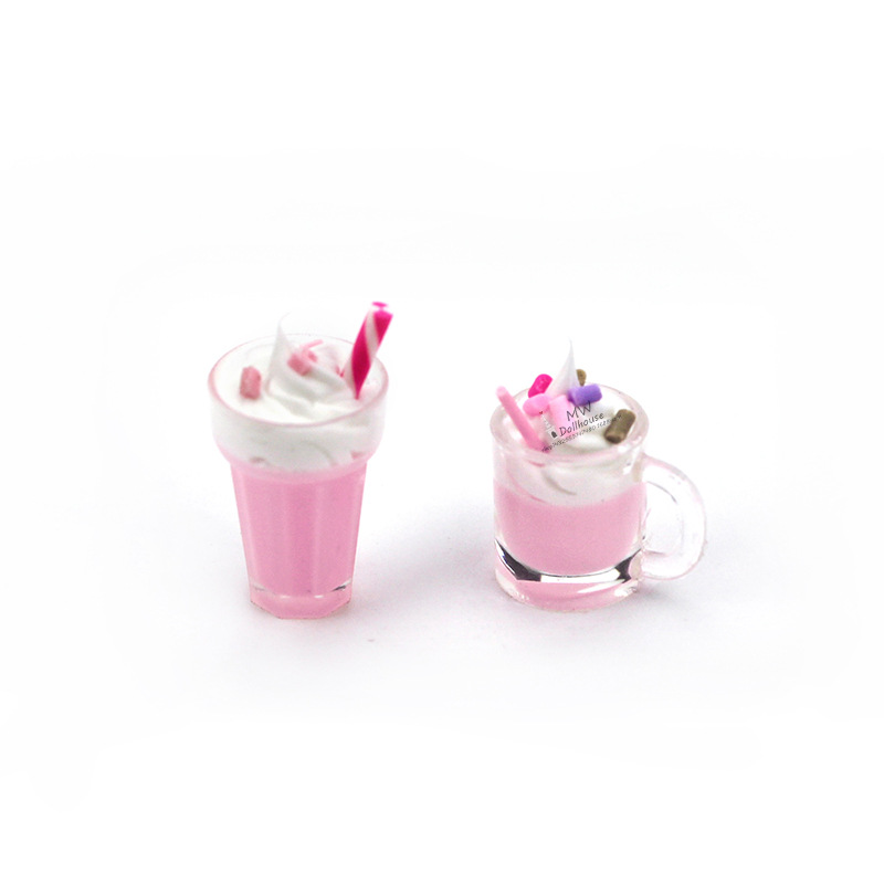 เครื่องดื่มจิ๋วสตรอเบอร์รี่ milkshake 52DOLLHOUSE อุปกรณ์ตุ๊กตารุ่นจิ๋วของเล่นอาหารของเล่นจำลอง mini