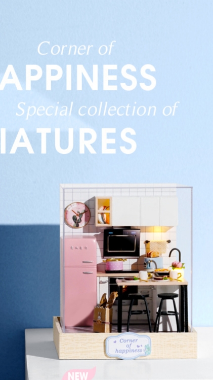 โมเดลห้องครัวจำลองจิ๋วสำหรับนักdiyและผู้ที่รักการสะสมโมเดลจิ๋วชุดkitchen in the pink one
