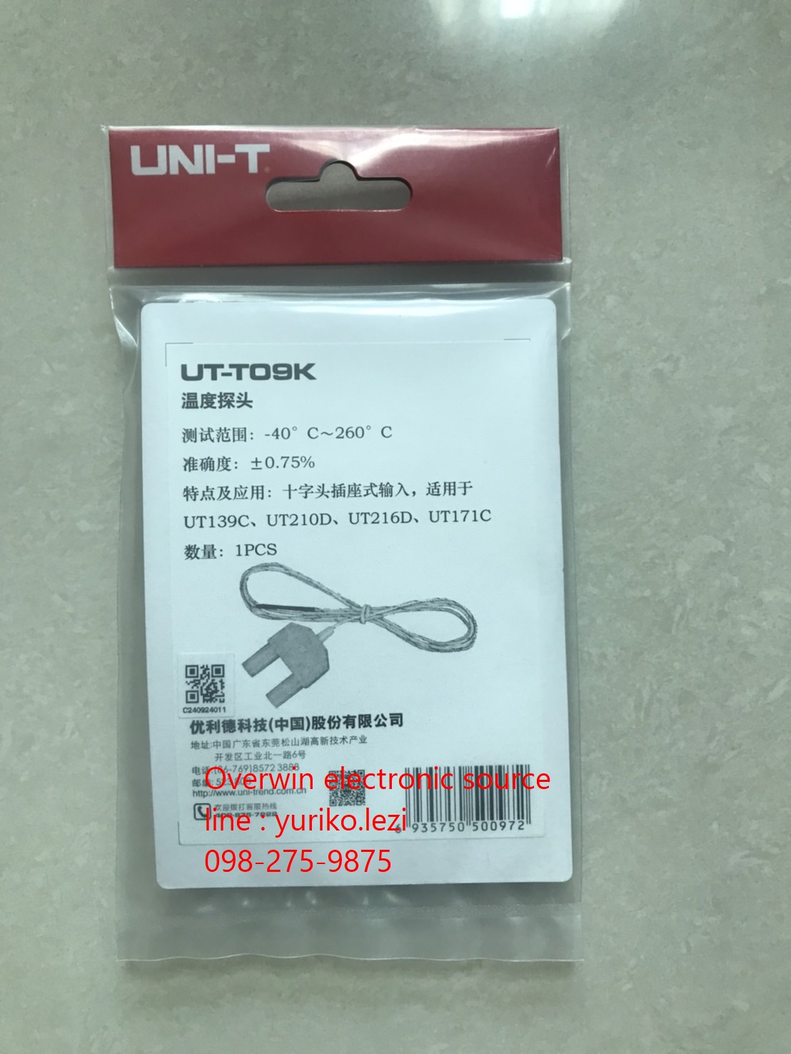 โพรบวัดอุณหภูมิ Uni-t UT-T09K สินค้าพร้อมส่ง