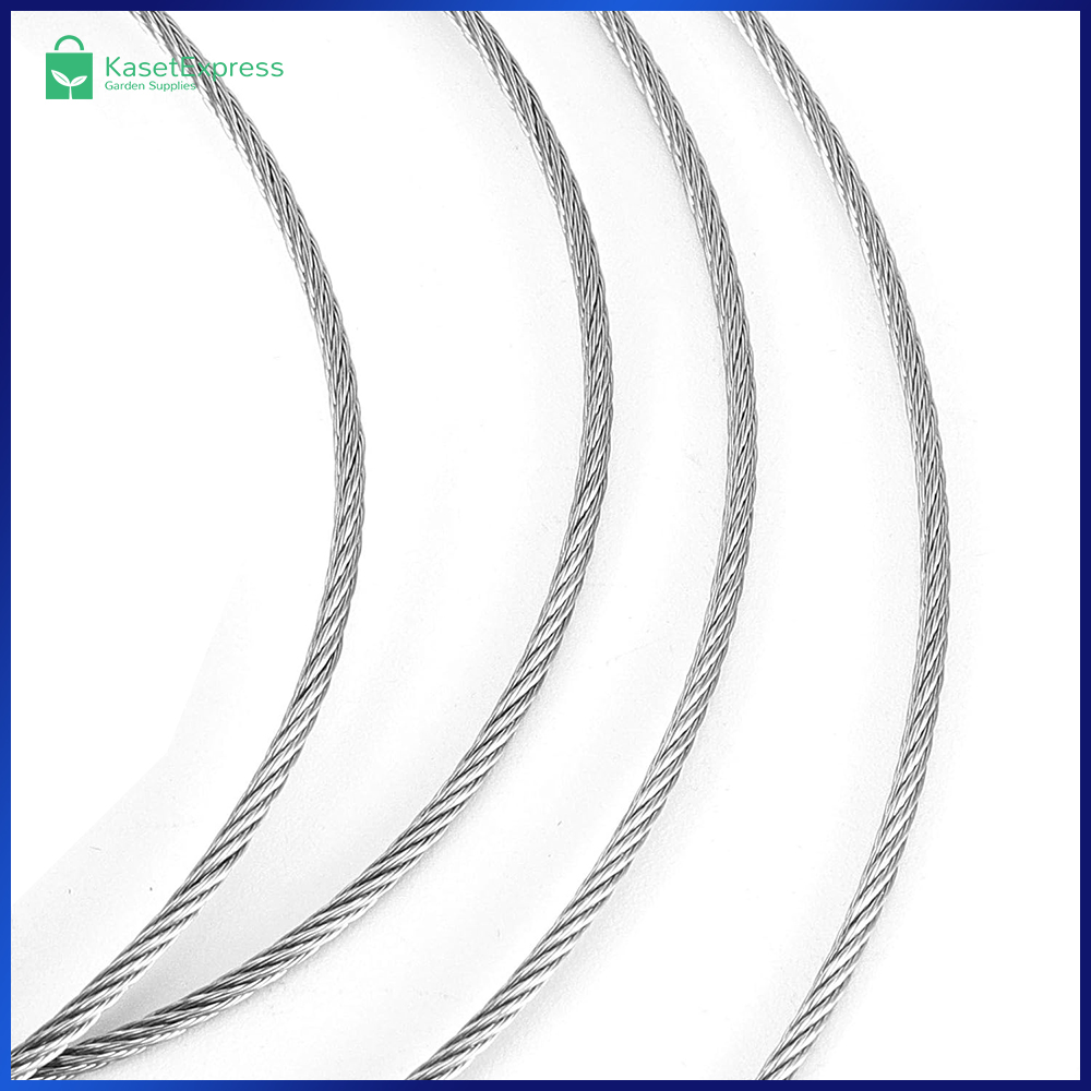 ลวดสลิง 1.5mm. 6x7 ไส้เชือก ยาว 100เมตร - สำหรับขึงรั้ง ตาข่ายกันนก อุปกรณ์ติดตั้งตาข่ายกันนก