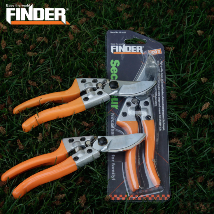 กรรไกรตัดกิ่งไม้ Finder ด้ามส้ม ขนาด8นิ้ว รุ่น F821 วัสดุใบมีดทำจากเหล็กกล้าผสมสแตนเลสชนิด SK5 คุณภาพสูง ทนทาน คมสุดๆ