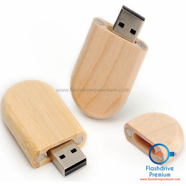 แฟลชไดร์ฟไม้ ทรงมน (Wooden Flash Drive)