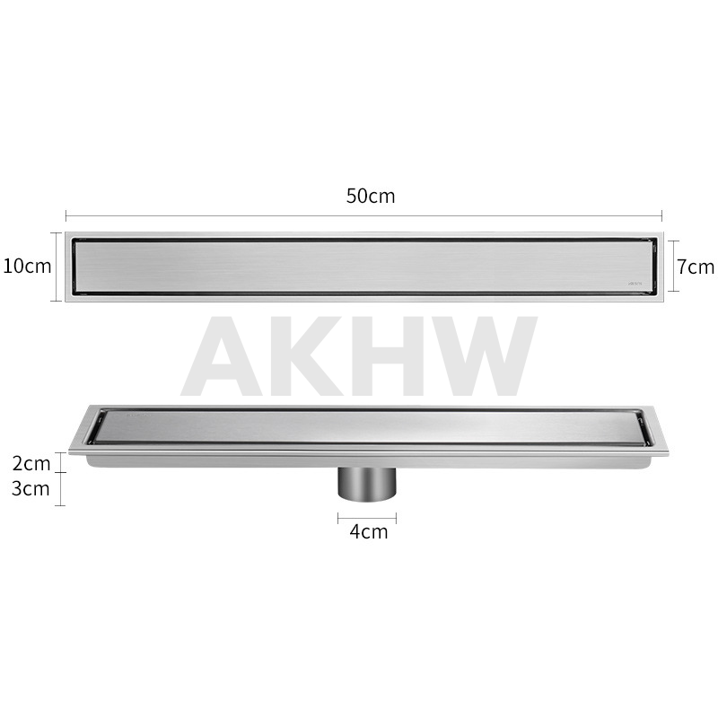 ตะแกรงน้ำทิ้งแบบยาว ลายเรียบทึบ KingsMan วัสดุสแตนเลสแท้ SUS304 ทนทาน ไม่เป็นสนิม [ขายปลีก/ส่ง]