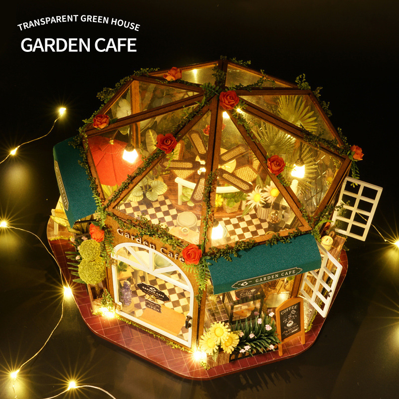 โมเดลGarden cafeโมเดลจำลองร้านคาเฟ่สไตล์สวนคลาสสิคสดใส GREEN WORLD MINIATURE BEST