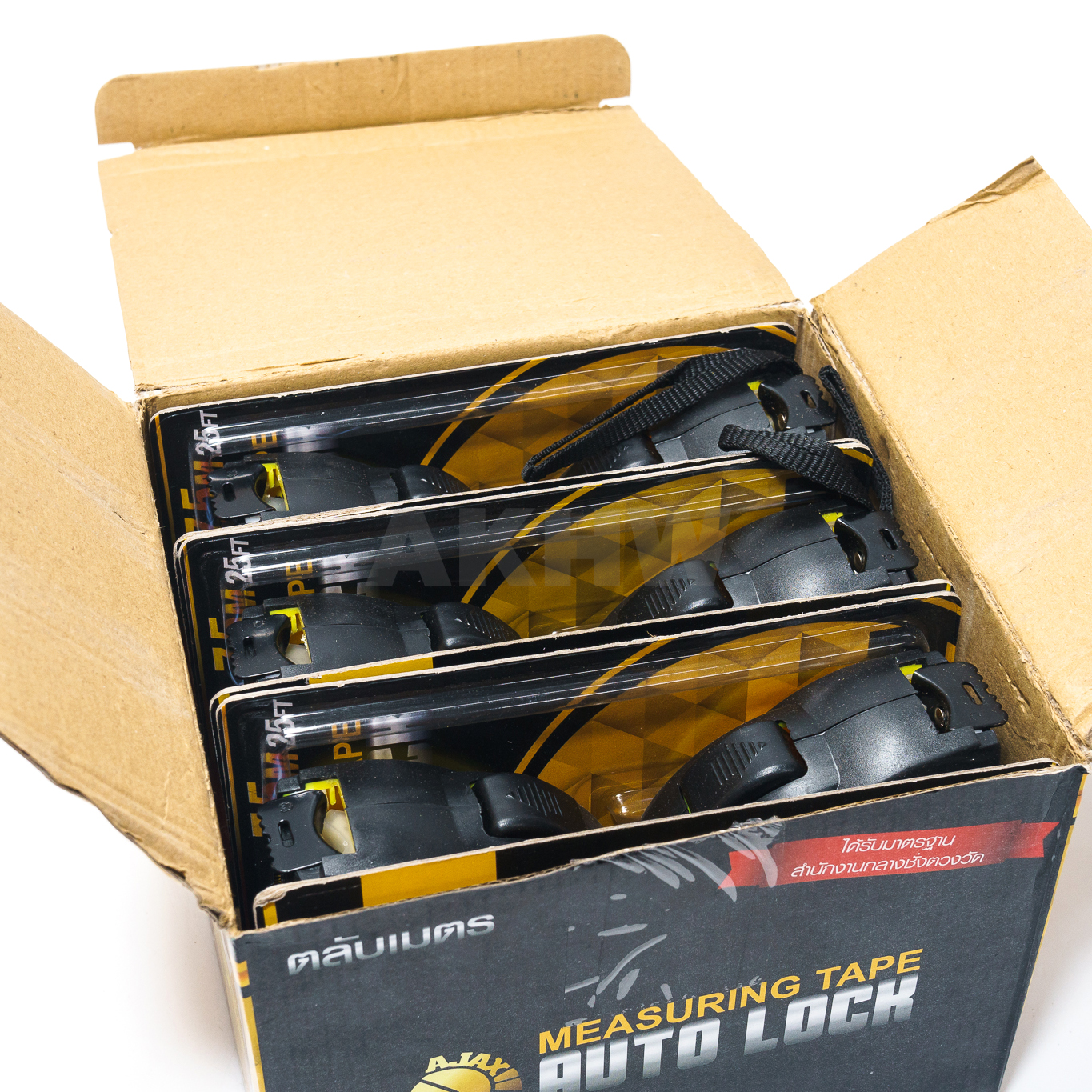 ตลับเมตร AJAX รุ่นออโต้ล็อค ขนาด 5/7.5เมตร หุ้มยาง แข็งแรงทนทาน ได้รับมาตรฐานสำนักงานกลางชั่งตวงวัด [ขายส่ง]