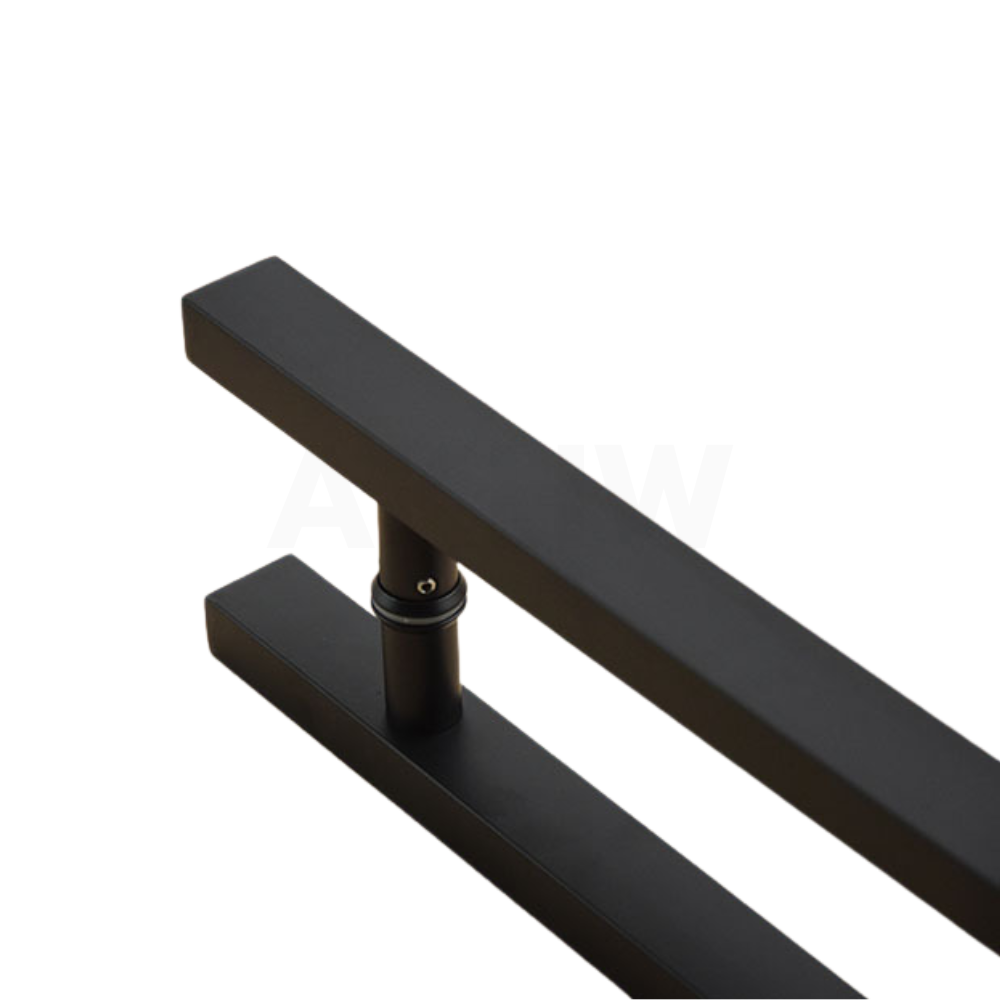 มือจับประตูกระจก/ประตูอลูมิเนียม KingsMan แบบเหลี่ยม สแตนเลส สีดำด้าน [ขายปลีก/ส่ง ราคาถูก]