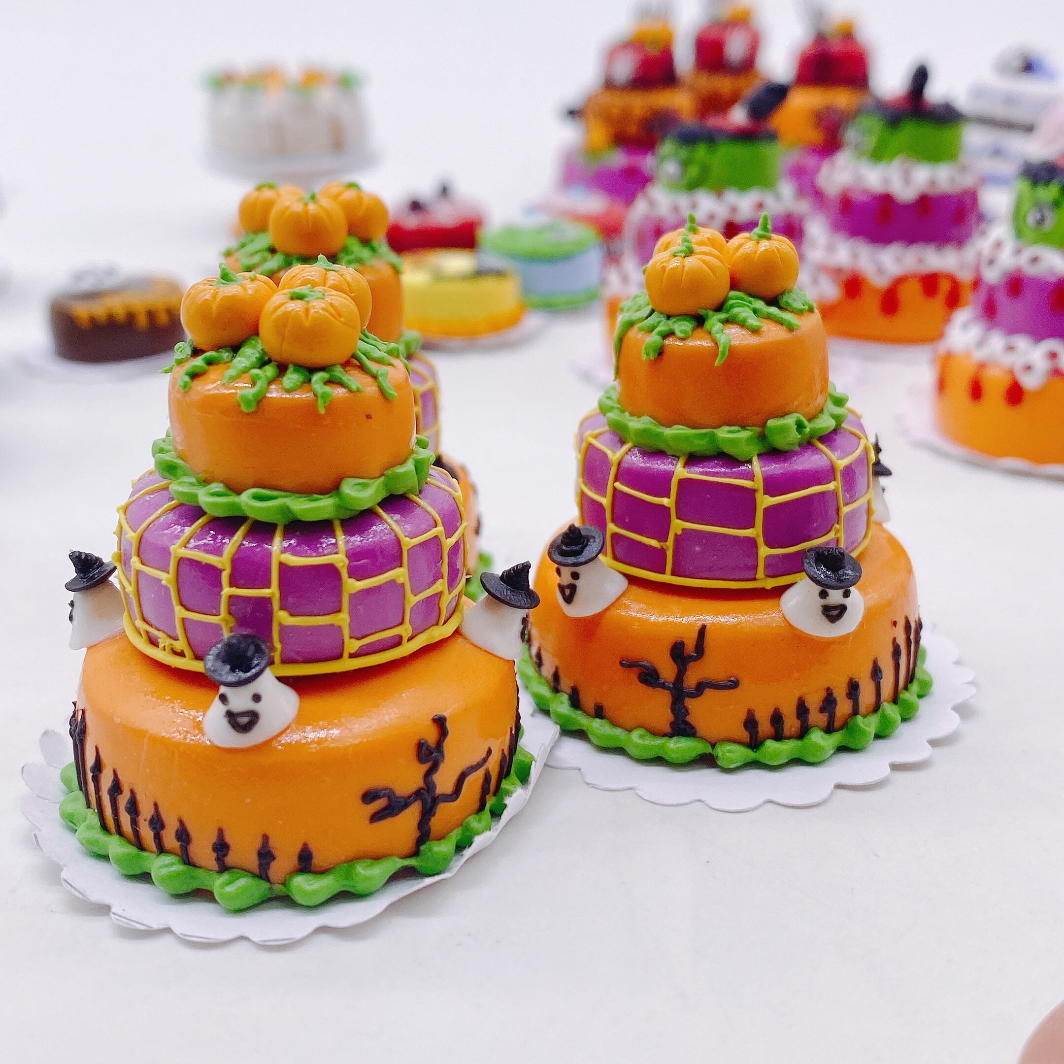 5 ชิ้น/ชุด เค้ก 3 ชั้น Halloween งานดินปั้น
