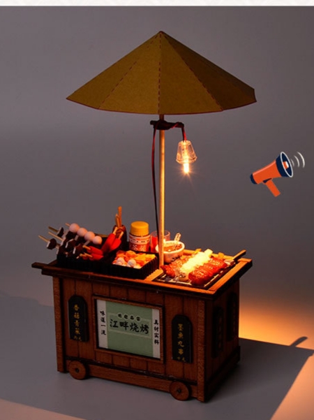 ร้านขายบาร์บีคิวโบราณสไตล์ญี่ปุ่นงานจิ๋วจำลองเสมือนงานจริงเป็นโมเดลจำลองสำหรับนักประดิษฐ์ ROAST HOTDOG DELICIOUS