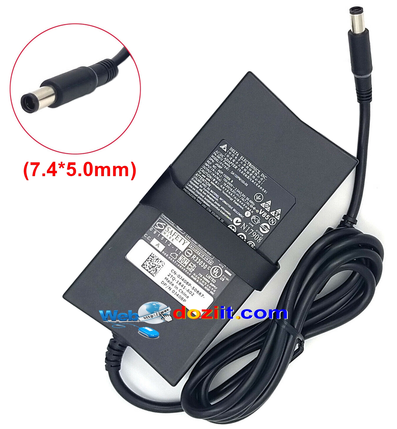 Adapter DELL อะแดปเตอร์แท้ - Original 19.5V 7.7A (7.4x5.0mm) Power Adapter 150W Charger for DELL Alienware DA150PM100-00 • แบบ Slim (ประกัน 1 ปี)