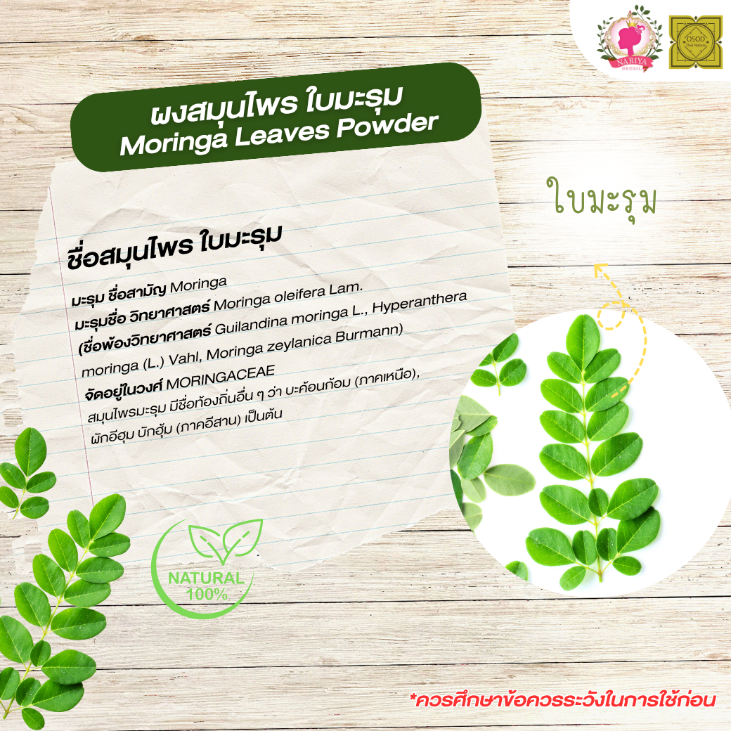 ผงใบมะรุม (Moringa Leaf Powder) ขนาด 500 1000 กรัม สมุนไพร ผงใบมะรุม มะรุม บดละเอียด แท้ 100% FG-HBP-058
