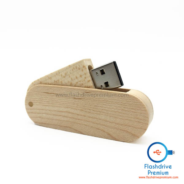 แฟลชไดร์ฟไม้ ฝาหมุน (Wooden Flash Drive)