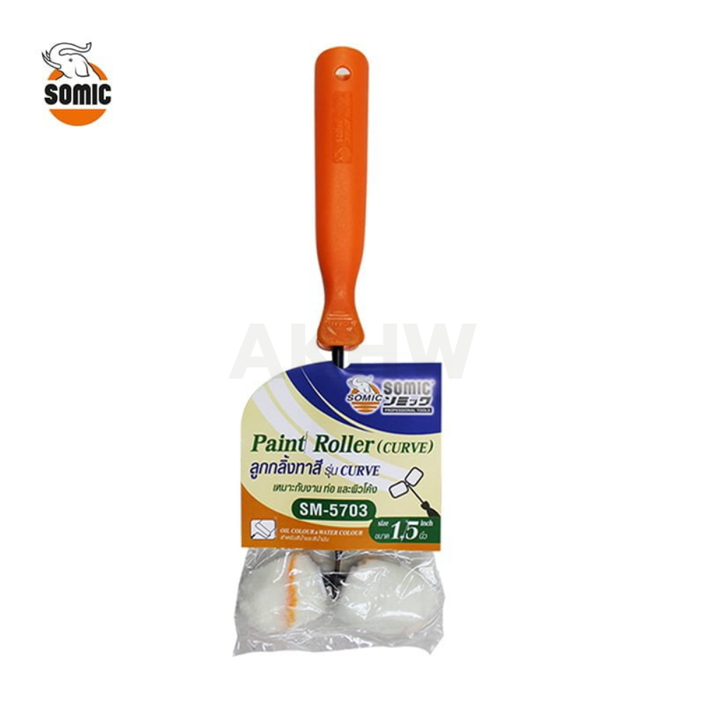 ลูกกลิ้งทาสี 1.5 นิ้ว ทรงกลม โซมิค SOMIC ใช้ได้ทั้งสีน้ำและสีน้ำมัน [สินค้าสั่งโรงงาน ขายยกลัง] (ราคาไม่รวมแวท)