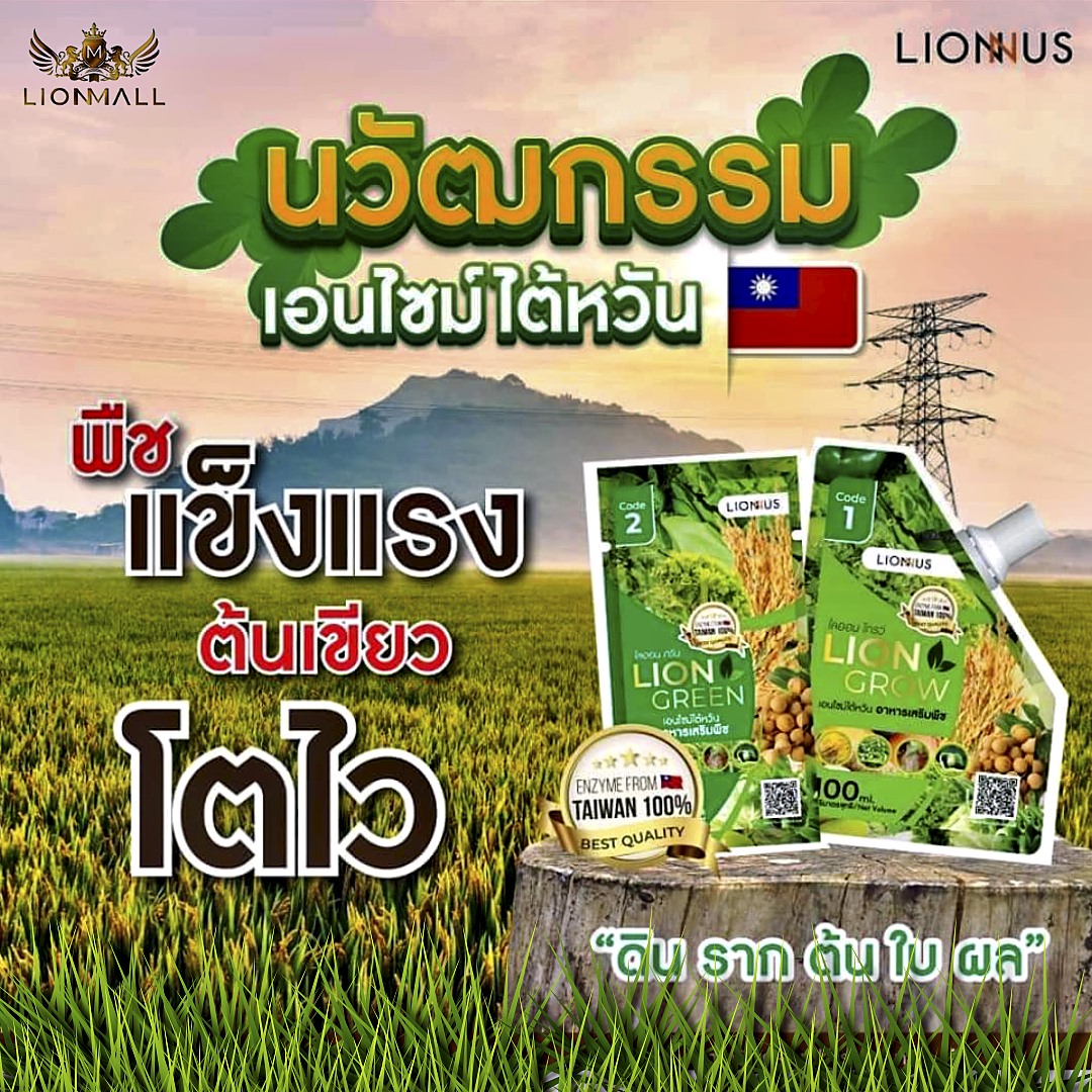 Lion Green Lion Grow อาหารเสริมพืช ช่วยลดต้นทุน เพิ่มผลผลิต