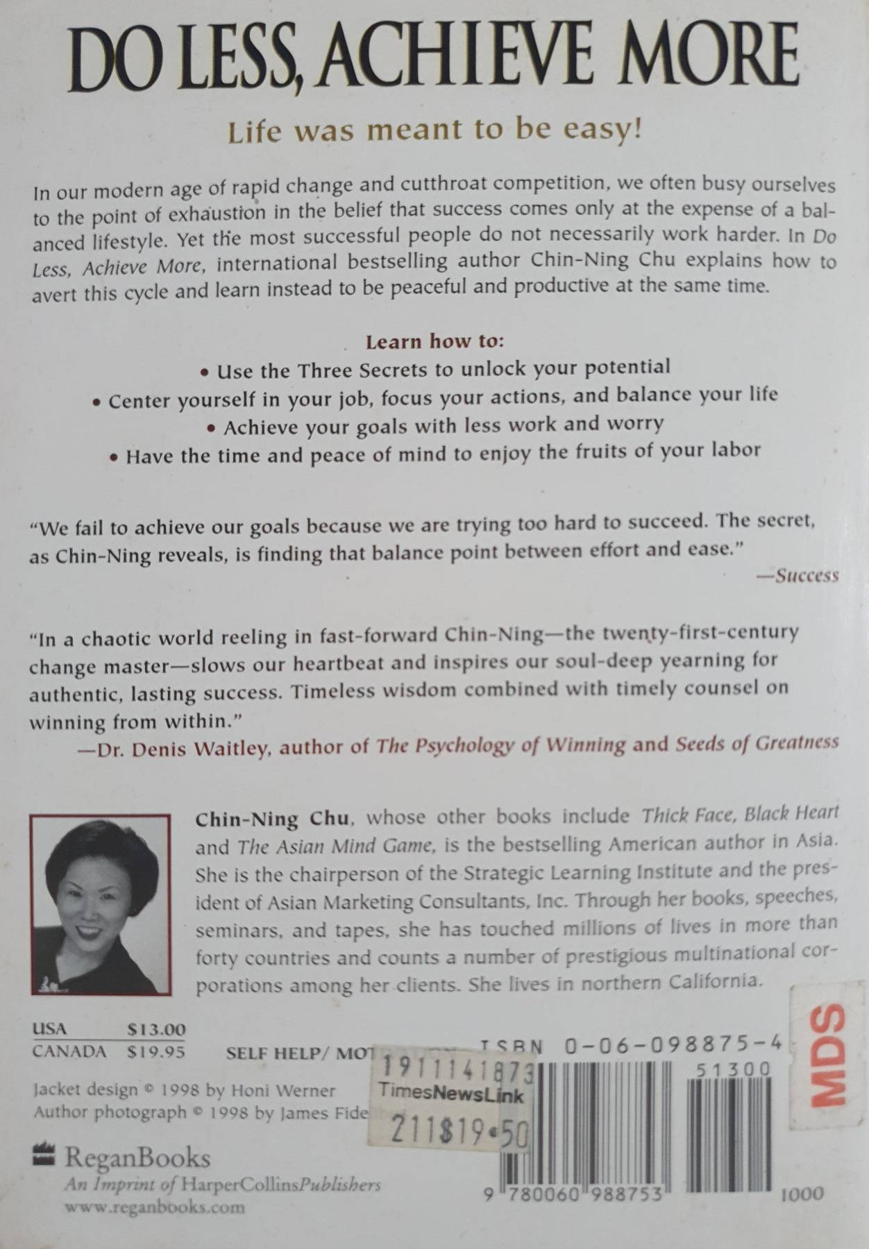 Do Less, Achieve More: Discover the Hidden Powers Giving In Paperback – by Chin-Ning Chu (Author)