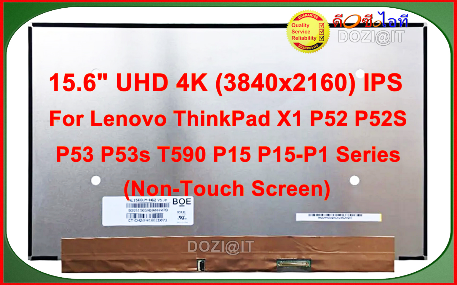 จอโน๊ตบุ๊ค•LCD Notebook 15.6" for Lenovo ThinkPad X1 P52 P52S P53 P53s T590 Series FRU 00NY694 MSI Prestige 15 A10SC Screen 3840x2160 UHD 4K LED Panel