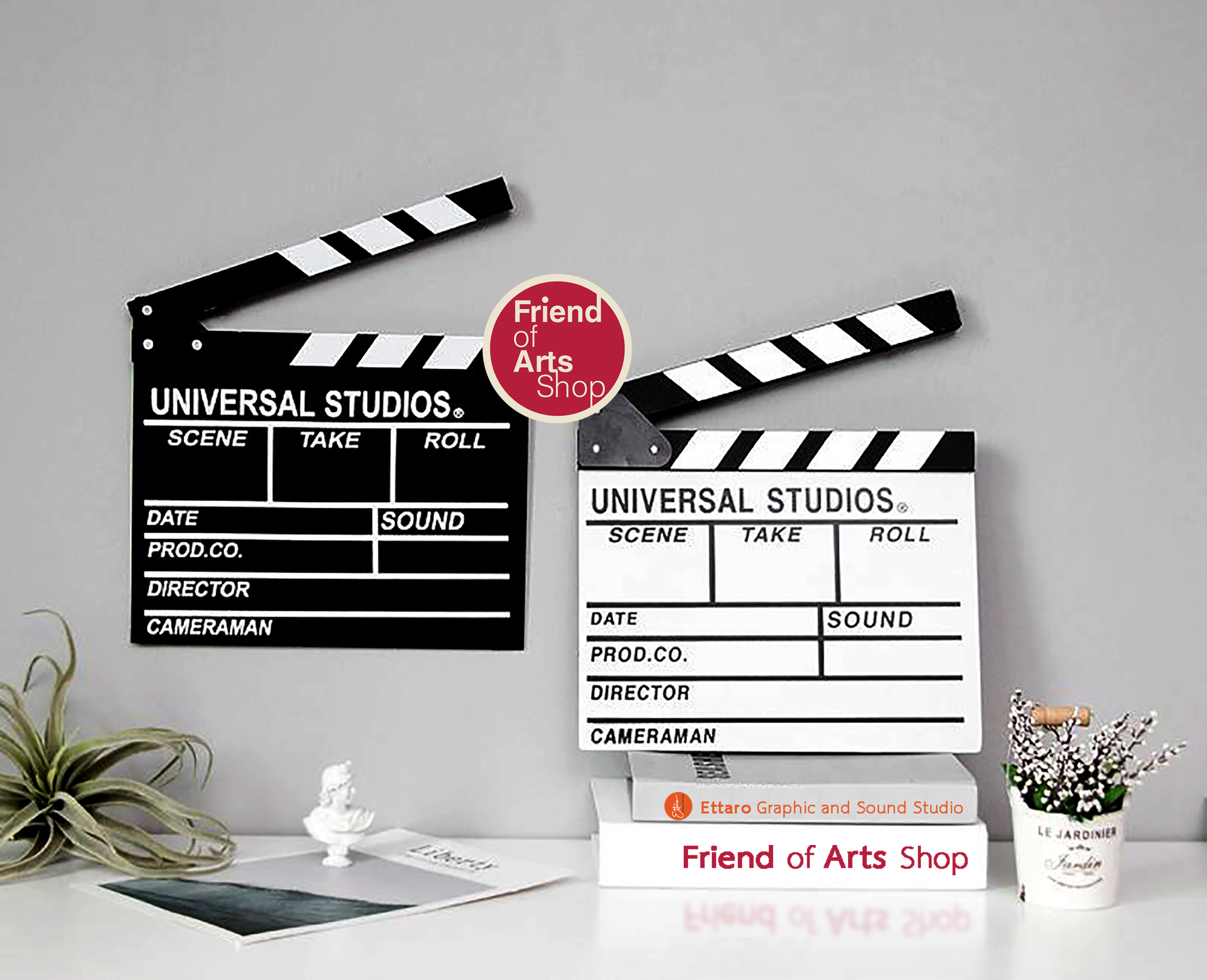 สเลท ฟิล์ม slate film (Clapboard) สีขาว ขนาด 27x30 cm