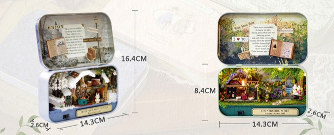 โมเดลบ้านตุ๊กตากล่องเหล็กชุดCountry side note เหมาะสำหรับนักสะสมบ้านโมเดลหรือนำไปเล่นตุ๊กตาตัวจิ๋ว