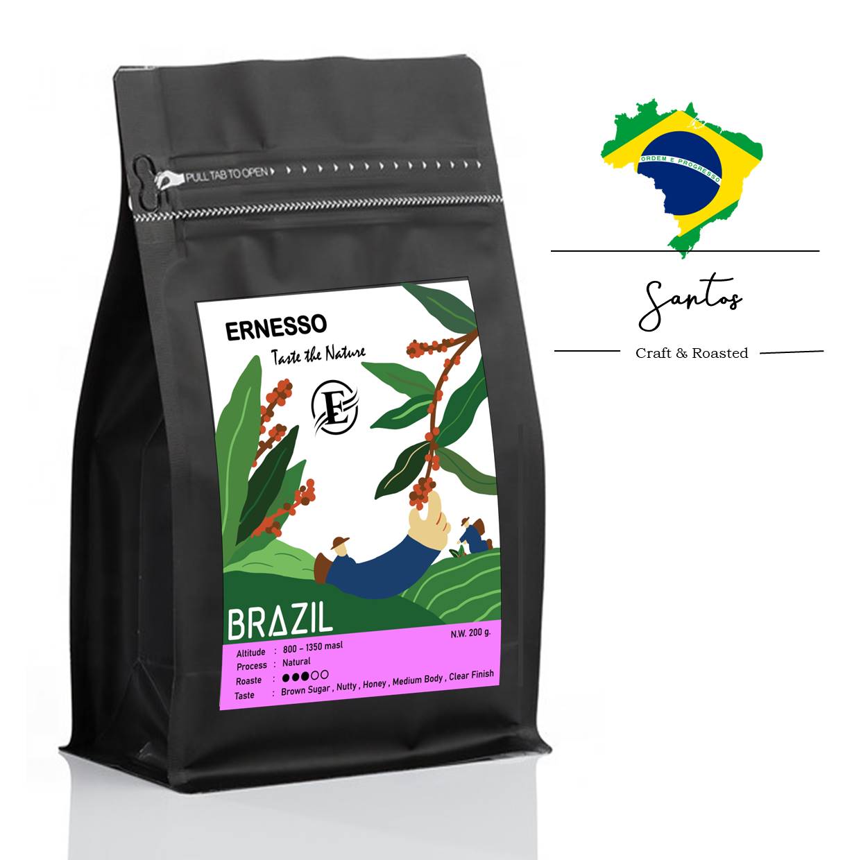 ERNESSO Brazil Roasted Coffee - 200 g.