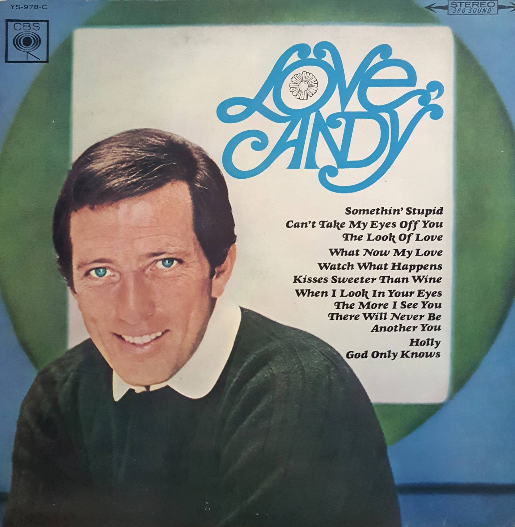 ANDY WILLIAMS Love, Andy (70s UK 'smooth' textured label issue of the 1967 11-track MONO vinyl LP,
