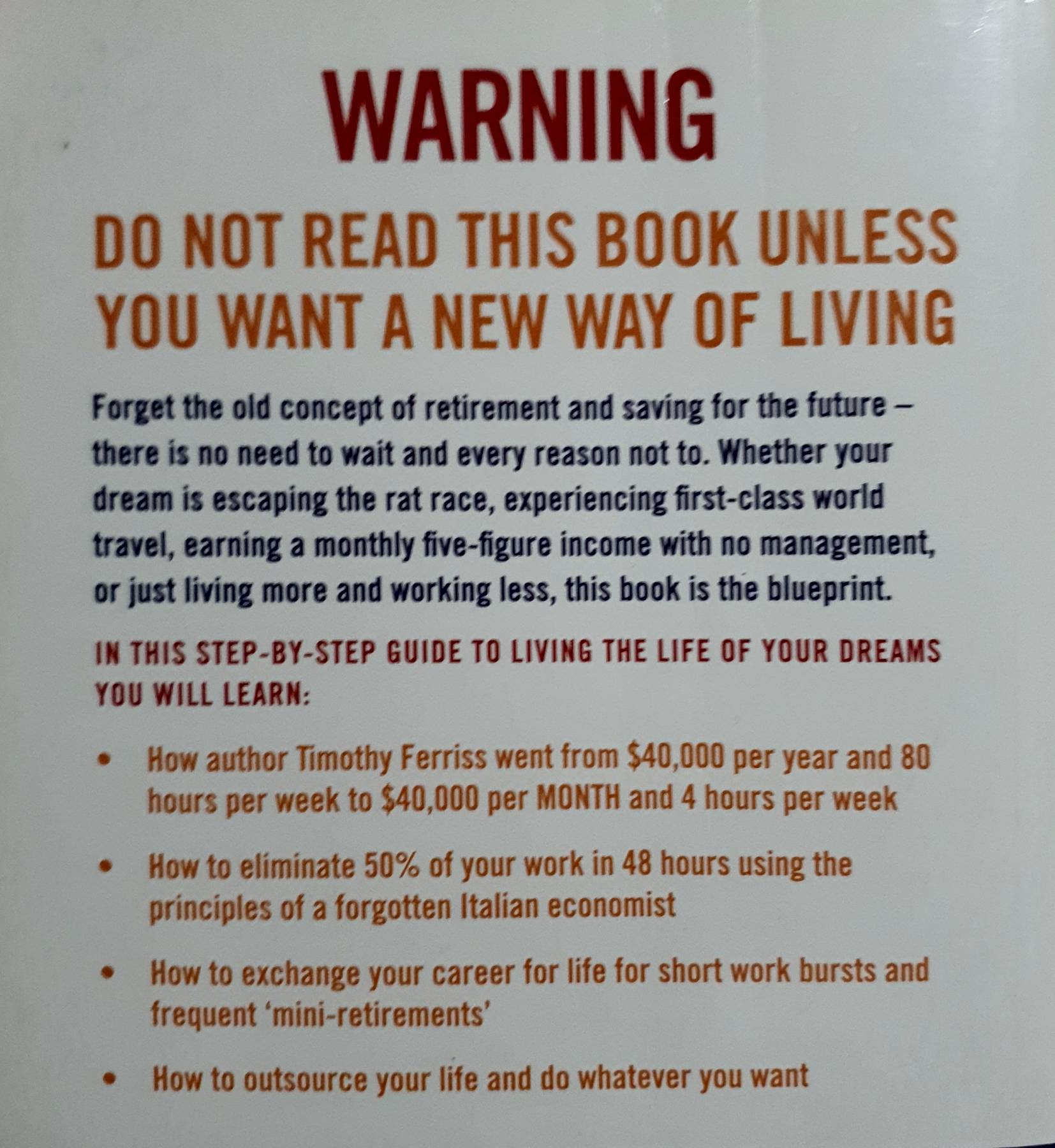 The 4-Hour Work Week: Escape the 9-5, Live Anywhere and Join the New Rich :Timothy Ferriss