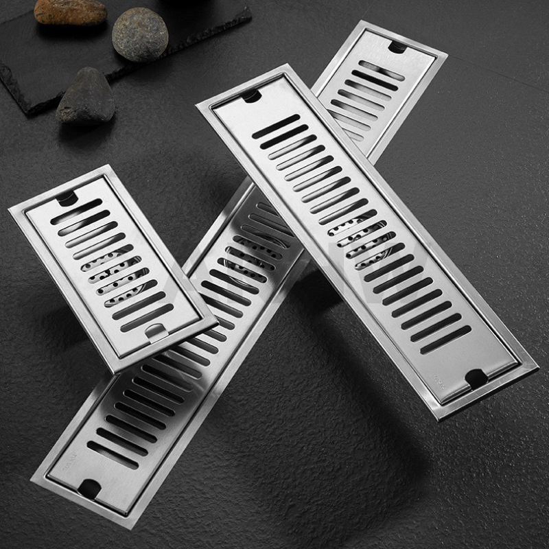 ตะแกรงน้ำทิ้งแบบยาว ลายเซาะร่อง KingsMan วัสดุสแตนเลสแท้ SUS304 ทนทาน ไม่เป็นสนิม [ขายปลีก/ส่ง]