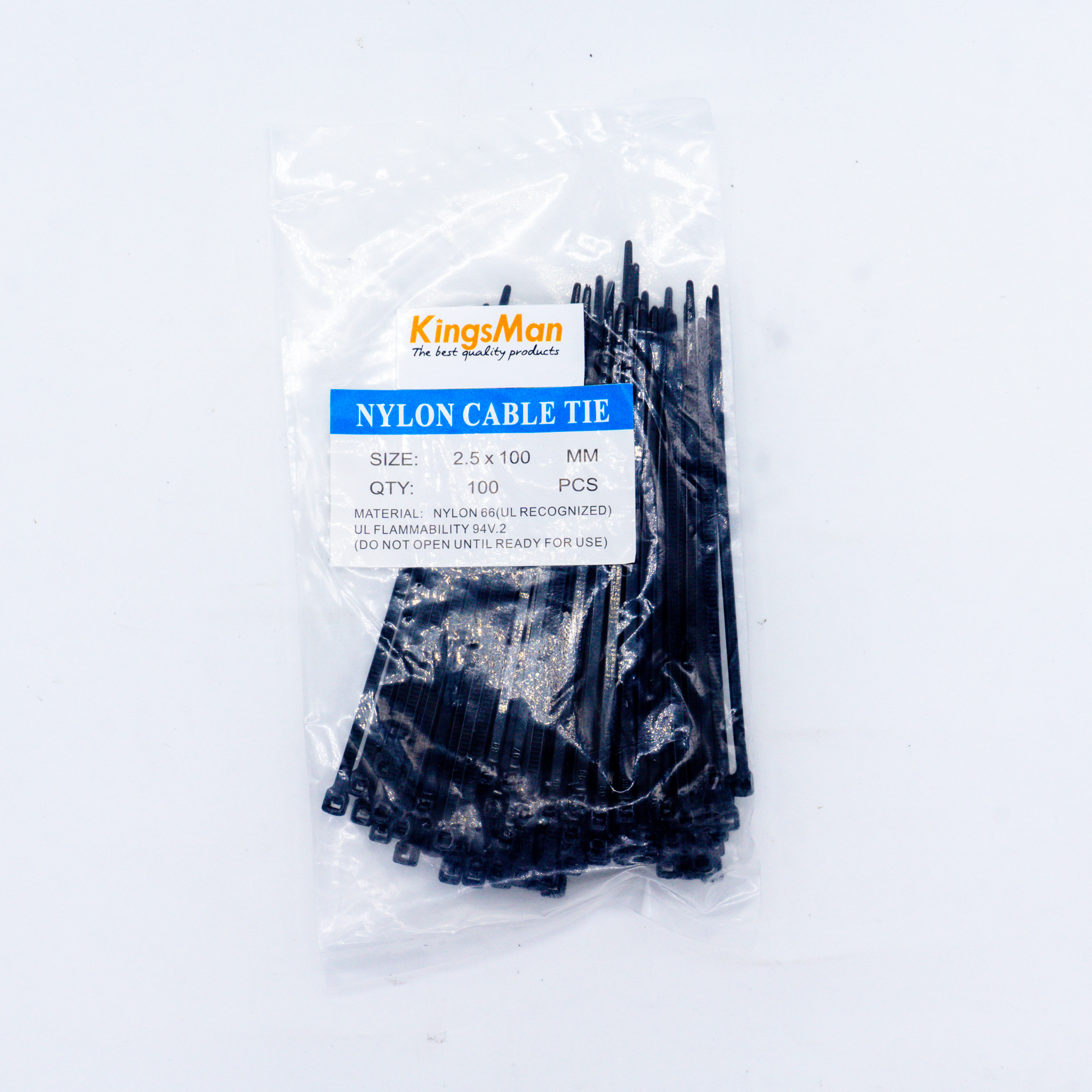 สายรัดเคเบิ้ลไทร์ KingsMan ที่รัดสายไฟ (Nylon Cable Ties) 100 ชิ้น/ถุง