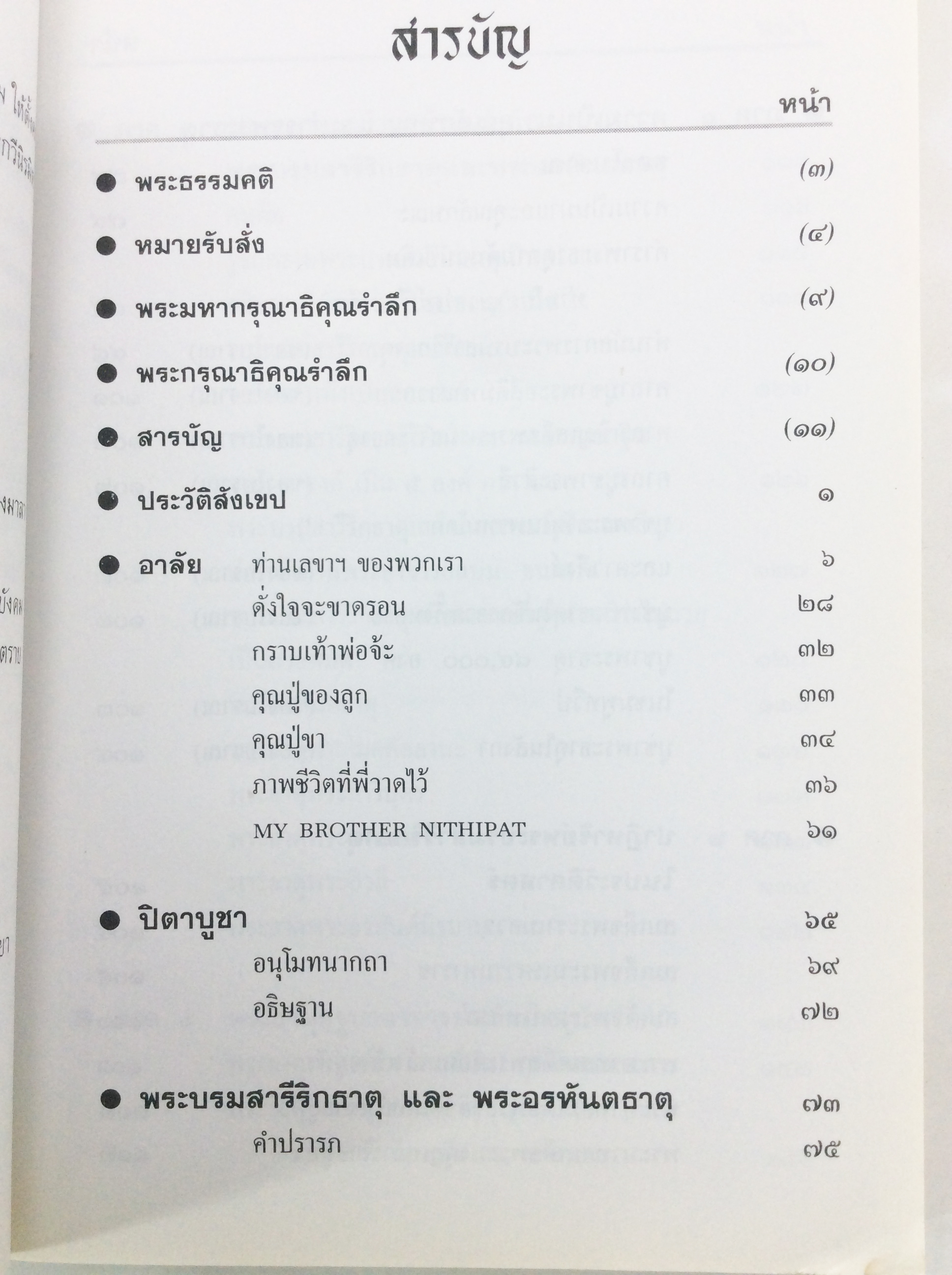 อนุสรณ์งานศพนายนิธิพัฒน์ ชาลีจันทร์ ปิตาบูชา พระบรมสารีริกธาตุ พระอรหันตธาตุ เสรีไทย หนังสือ อนุสรณ์ งานศพ สะสม [คุ้มอักษรไทย]