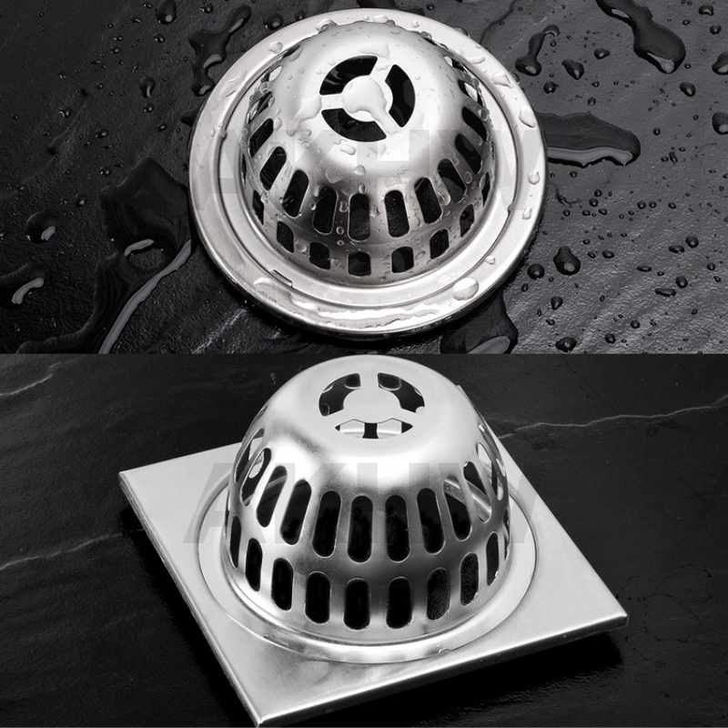 ตะแกรงน้ำทิ้งระเบียง/ตะแกรงน้ำทิ้งพื้น KingsMan ฐานสี่เหลี่ยม/กลม วัสดุสแตนเลสแท้ SUS304 ไม่เป็นสนิม [ขายปลีก/ส่ง]