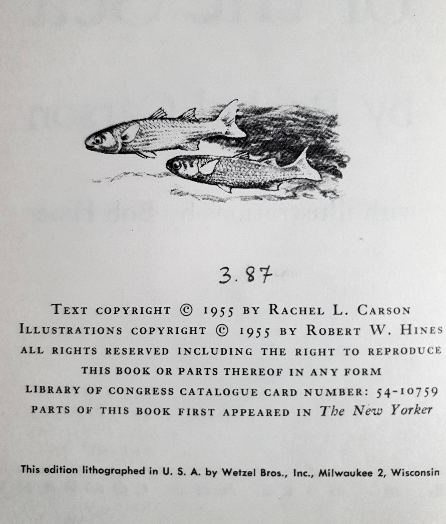 The Edge of the Sea.1955's, CARSON, Rachel. Boston: Houghton Mifflin Company.