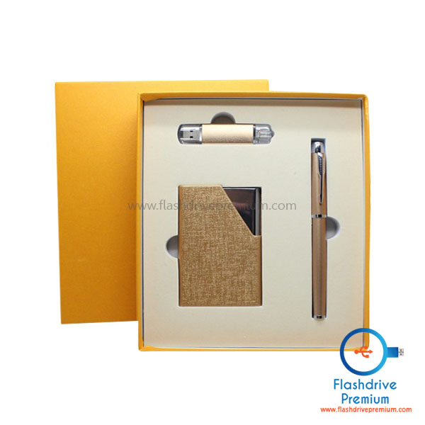 Gift Set พรีเมี่ยม 3 ชิ้น (แฟลชไดร์ฟ+กล่องนามบัตร+ปากกาพรีเมี่ยม)