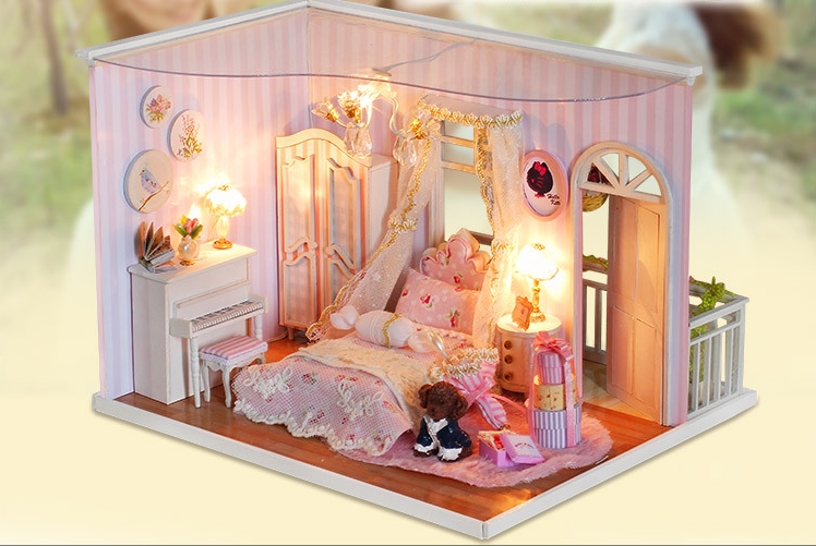 โมเดลบ้านจำลองชุดpink memoryตีมสีชมพูแสนหวานและเปียโนสีขาวสุดคลาสสิค