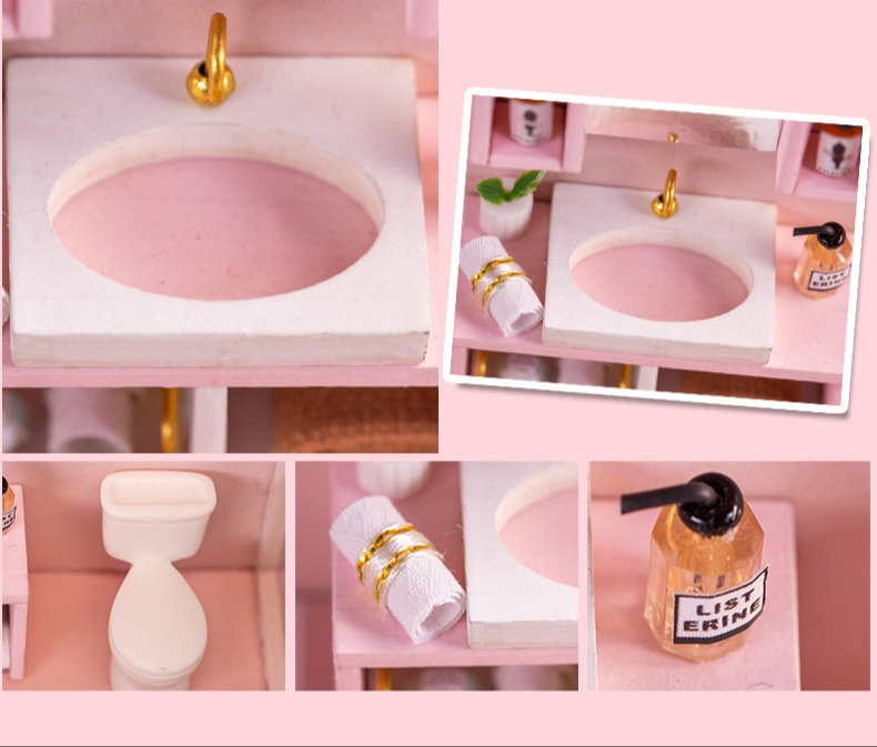 โมเดลบ้านตุ๊กตาจำลองในชุดKnow me DIY Cottage Dream Girl Heart ด้วยแกรนด์เปียโนสีขาวหรูหราสง่างามดั่งเจ้าหญิง