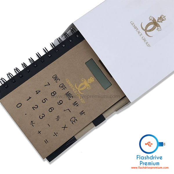 สมุดโน๊ตเครื่องคิดเลข A5 พร้อมปากกา (Kraft Paper Notebook with Calculator & Pen)