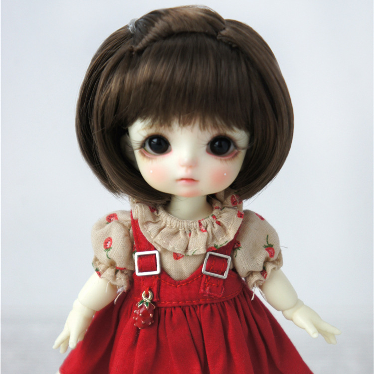 Juyousu BJD เซรามิก ob11 ตุ๊กตาวิกผมเลียนแบบผ้าขนแกะผมสั้นเฉียงถักเปียขนาดเล็กตุ๊กตาผมปลอม (JD477)