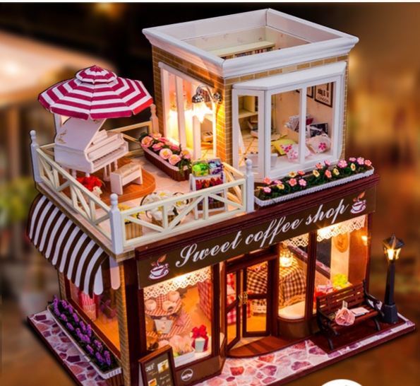 โมเดลร้านจำลองสไตล์ยุโรปสายหวานsweet memory houseสำหรับนักประดิษฐ์งานdiyและเป็นของขวัญชิ้นเอก