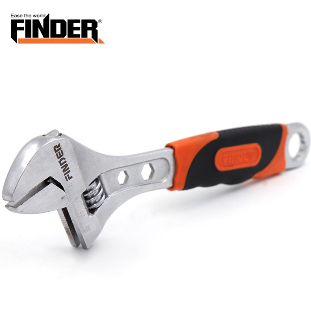 ประแจเลื่อน ยี่ห้อ FINDER ด้ามหุ้มยาง เหล็กหนา ทนทาน ขายปลีกส่ง ราคาถูก