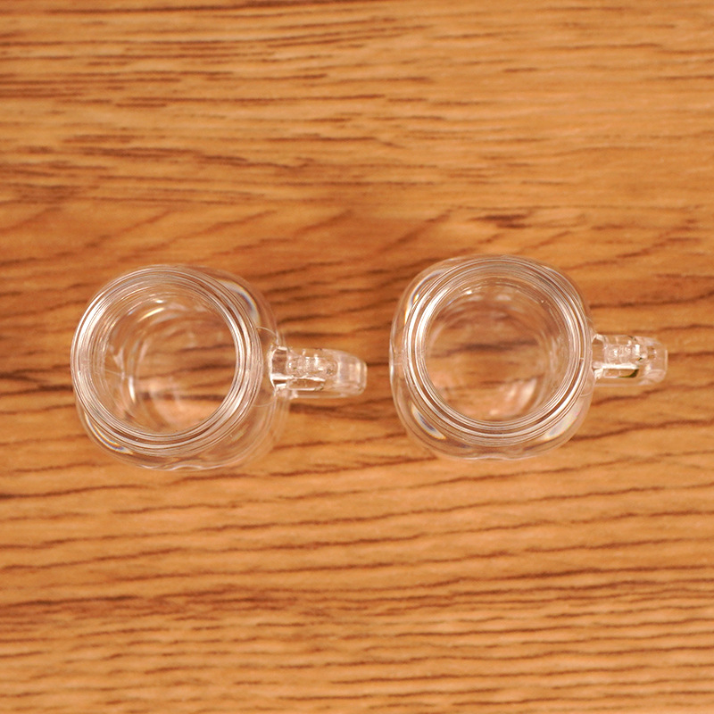 แก้วจิ๋วชนิดใสมือจับจำลอง Mason ถ้วย DIY ครีมกาวไอศกรีมของเล่นถ้วยทำด้วยมือวัสดุแพคเกจอุปกรณ์เสริม