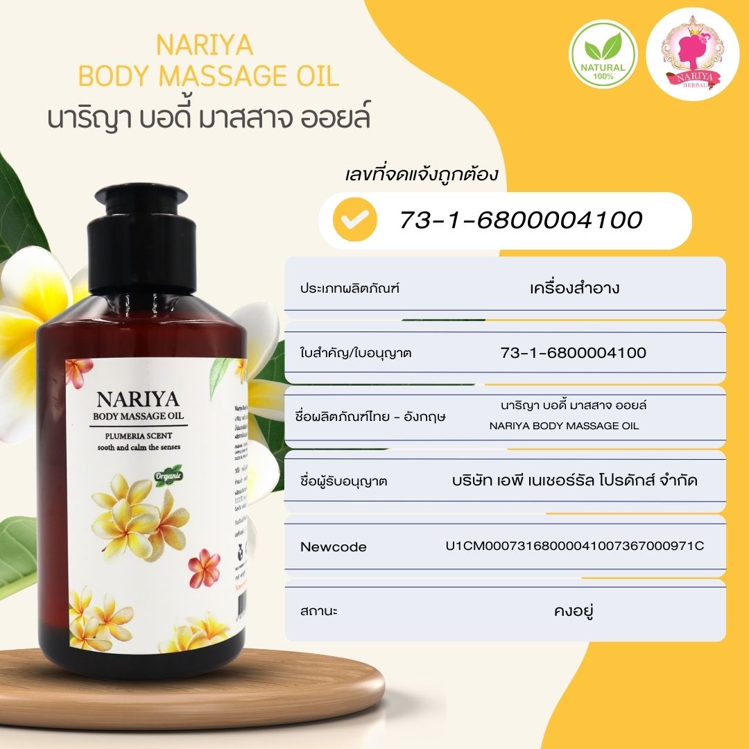(ขนาดพกพา) น้ำมันนวดอโรม่า Body Massage Oil กลิ่นลีลาวดี ขนาด 150 มิลลิลิตร น้ำมันนวด นวดผ่อนคลาย SKU-00072