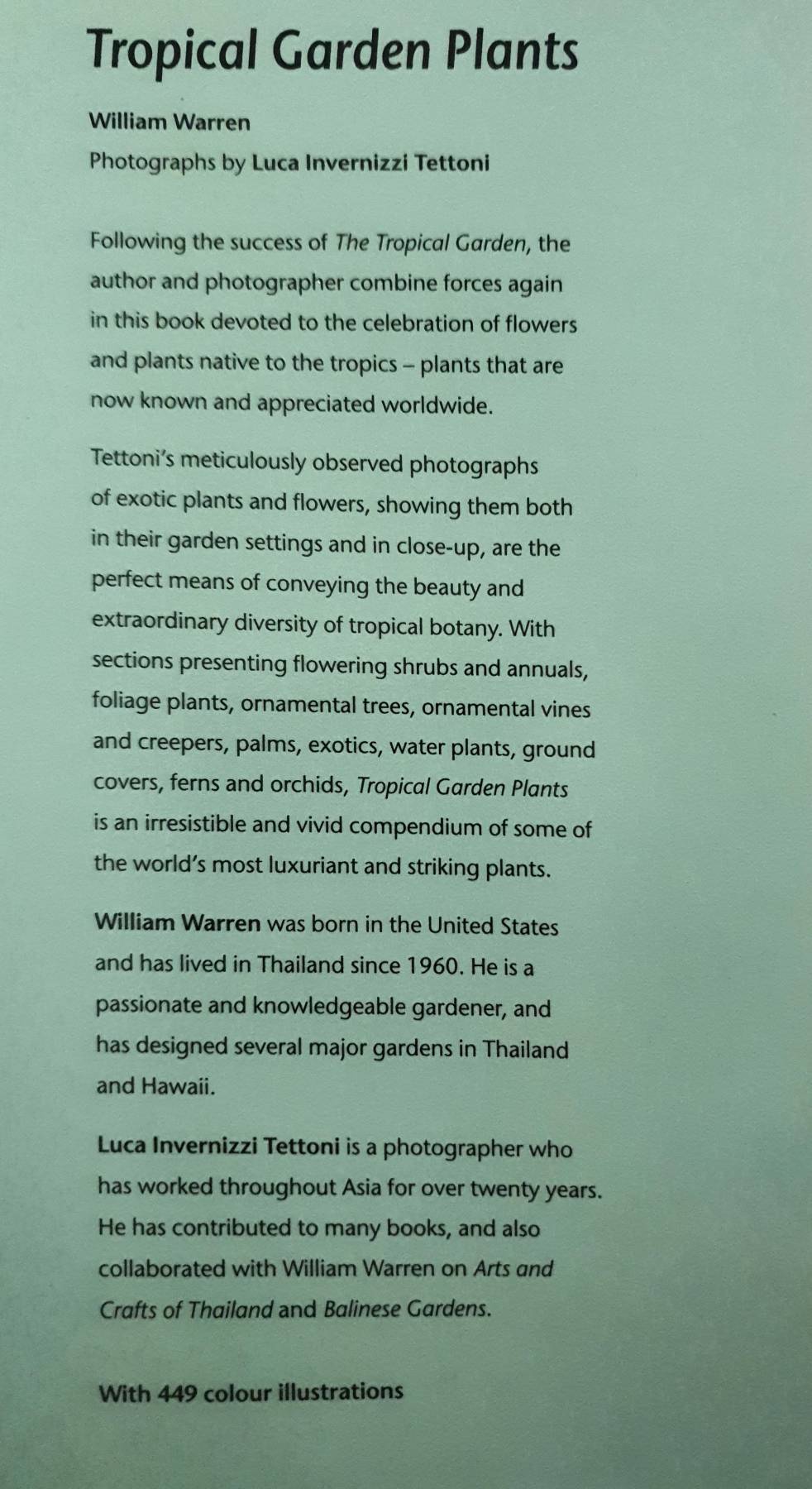 Tropical Garden Plants (Paperback) : William Warren