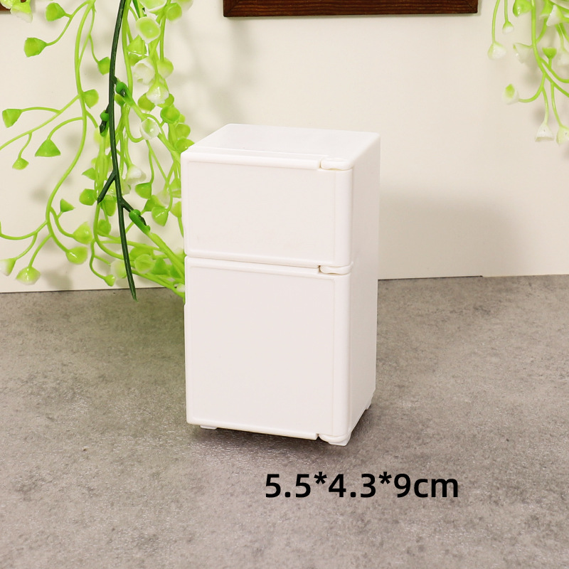 เฟอร์นิเจอร์จิ๋วสำหรับบ้านตุ๊กตา 1:12 ฉากครัวจำลอง บ้านของเล่นจำลองตู้เย็นสีขาว ของประดับตกแต่ง