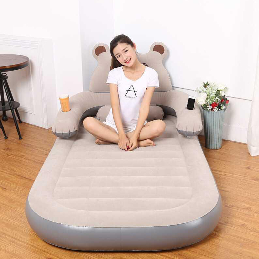 ที่นอนเป่าลม รูปหมี ที่นอนลม เตียงเป่าลม เตียงลม air bed เตียงนอนลม ที่นอนลมแบบลอน ที่นอนปิคนิค โซฟาเป่าลม ขนาด 120 x 200 ซม. (เมื่อเป่าลม) HC-016
