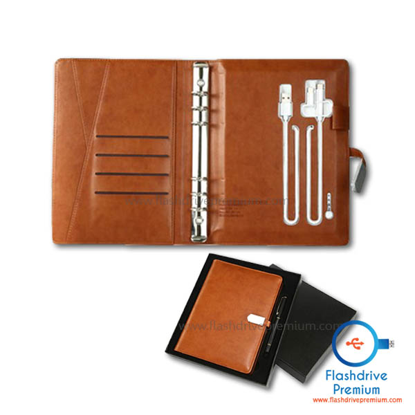 เซ็ทสมุดโน๊ตออแกไนซ์ ชาร์จมือถือได้+แฟลชไดร์ฟ 4 GB+ปากกา (Gift Set Notebook Organizer+Flashdrive 4 GB+Pen)