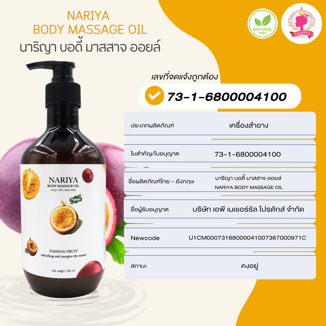 น้ำมันนวดอโรม่า Body Massage Oil กลิ่นเสาวรส ขนาด 500 1000 มิลลิลิตร น้ำมันนวด นวดผ่อนคลาย SKU-00241