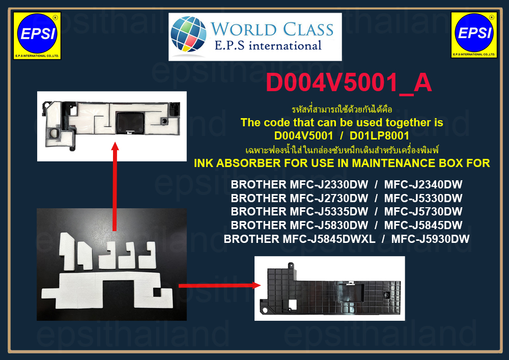 BROTHER เฉพาะฟองน้ำ BROTHER INK ABSORBER MFC-J2330DW/J2340DW/J2730DW/J5330DW/J5335DW/J5730DW/J5830DW/J5845DW/DWXL/J5930DW 3 กรัม