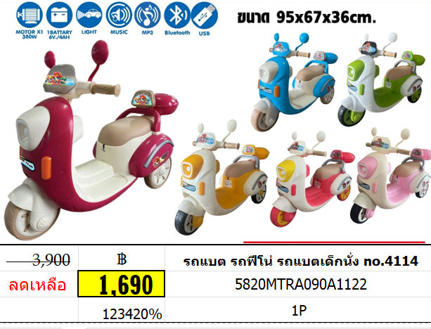 รถแบต รถฟีโน่ รถแบตเด็กนั่ง no.4114